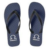 Silver Libra Zodiac Symbol Navy Blue Carbon Fiber Teenslippers (Voetbed)