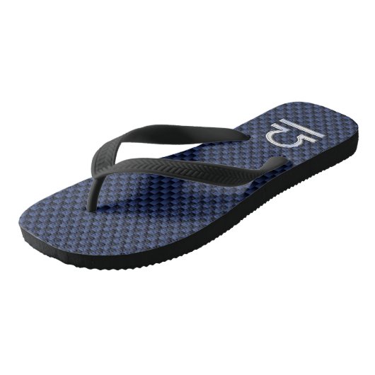 Silver Libra Zodiac Symbol Navy Blue Carbon Fiber Teenslippers (Schuin)