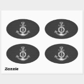 Silver Lifesaver Anchor op zwarte koolstofvezel Ovale Sticker (Vel)