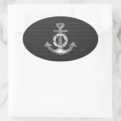 Silver Lifesaver Anchor op zwarte koolstofvezel Ovale Sticker (Tas)
