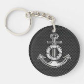 Silver Lifesaver Anchor op zwarte koolstofvezel Sleutelhanger (Voorkant)