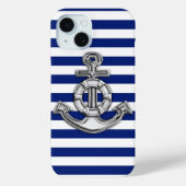 Silver Lifesaver op Nautical Stripes Case-Mate iPhone Case (Achterkant)