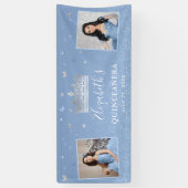 Silver Light Baby Blue Foto van Birthday Quinceane Spandoek (Verticaal)