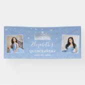 Silver Light Baby Blue Foto van Birthday Quinceane Spandoek (Horizontaal)