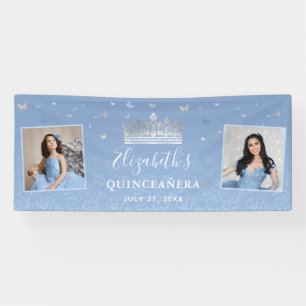 Silver Light Baby Blue Foto van Birthday Quinceane Spandoek