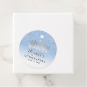 Silver Light Baby Blue Rozen Elegant Quinceanera Bedankjes Labels (In situ)