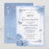 Silver Light Baby Blue Rozen Elegant Quinceanera Kaart (Voorkant / Achterkant)