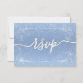 Silver Light Baby Blue Rozen Elegant RSVP Kaartje (Achterkant)