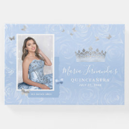 Silver Light Baby Blue Rozen Foto Quinceanera Gastenboek