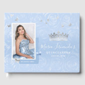 Silver Light Baby Blue Rozen Foto Quinceanera Gastenboek (Voorkant)