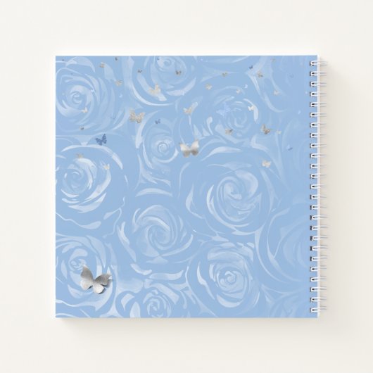 Silver Light Baby Blue Rozen Quinceanera Guest Notitieboek (Achterkant)