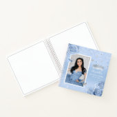 Silver Light Baby Blue Rozen Quinceanera Guest Notitieboek (Binnen)