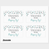 Silver Light Blue Confetti Bedankt voor Popping By Rechthoekige Sticker (Vel)