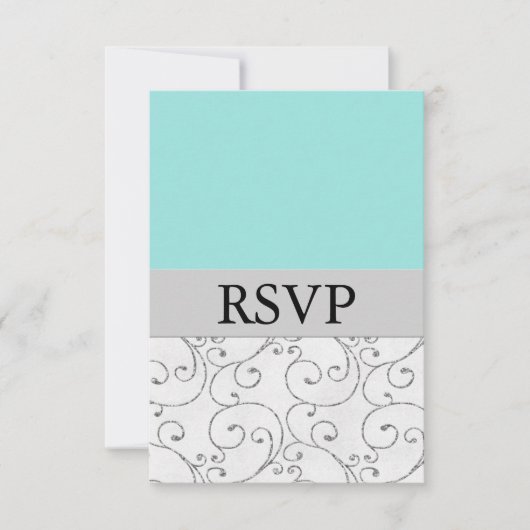 Silver Light Blue Wedding RSVP-reactiekaarten RSVP Kaartje (Voorkant)