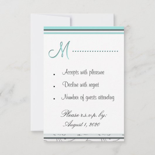 Silver Light Blue Wedding RSVP-reactiekaarten RSVP Kaartje (Achterkant)