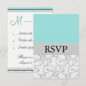 Silver Light Blue Wedding RSVP-reactiekaarten RSVP Kaartje (Voorkant / Achterkant)