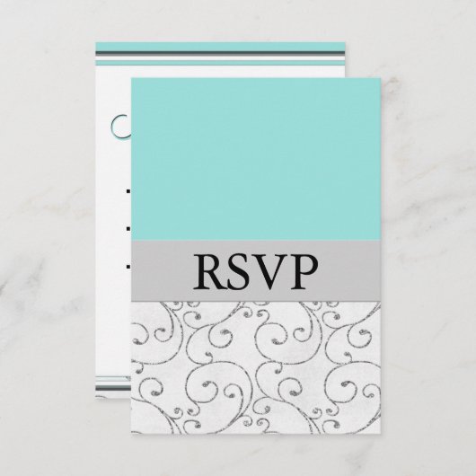 Silver Light Blue Wedding RSVP-reactiekaarten RSVP Kaartje (Voorkant / Achterkant)