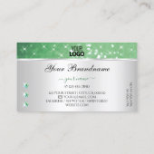 Silver Light Emerald Green Glitter Jewels toevoege Visitekaartje (Achterkant)