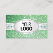 Silver Light Emerald Green Glitter Jewels toevoege Visitekaartje (Voorkant)