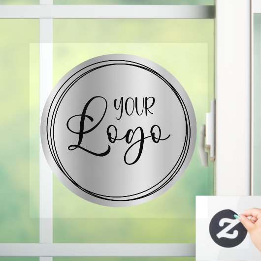 Silver Light Grey Gradiënt Circle Business Logo Raamsticker (Huis)
