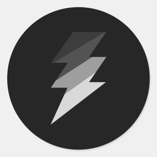 Silver Lightning Thunder Bolt Ronde Sticker (Voorkant)
