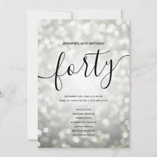 Silver Lights 40e verjaardag Menu Programma (Voorkant)