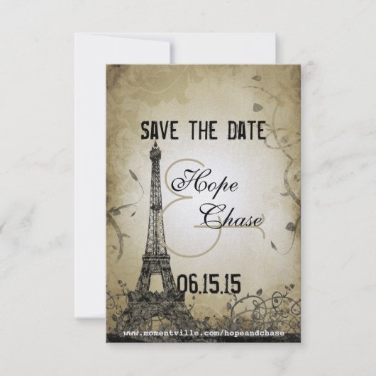 Silver Lights Eiffel Tower Save the Date (Voorkant)