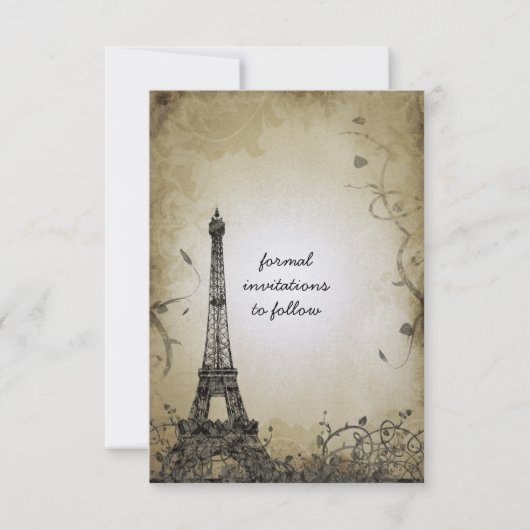 Silver Lights Eiffel Tower Save the Date (Achterkant)