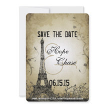 Silver Lights Eiffel Tower Save the Date