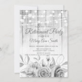 Silver Lights & Flowers Rustic Retirement Party Kaart (Voorkant)
