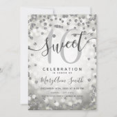 Silver Lights Glitter Confetti 16th Birthday Kaart (Voorkant)