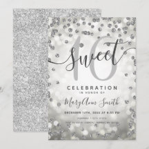 Silver Lights Glitter Confetti 16th Birthday
