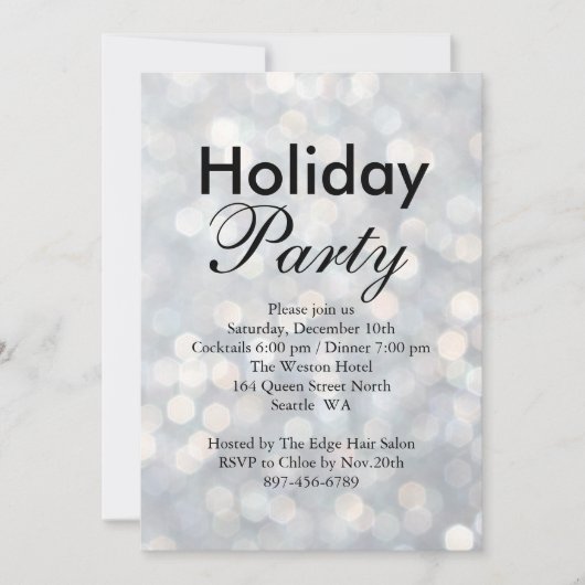 Silver Lights Holiday Corporate Invitation Kaart (Voorkant)