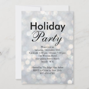 Silver Lights Holiday Corporate Invitation Kaart