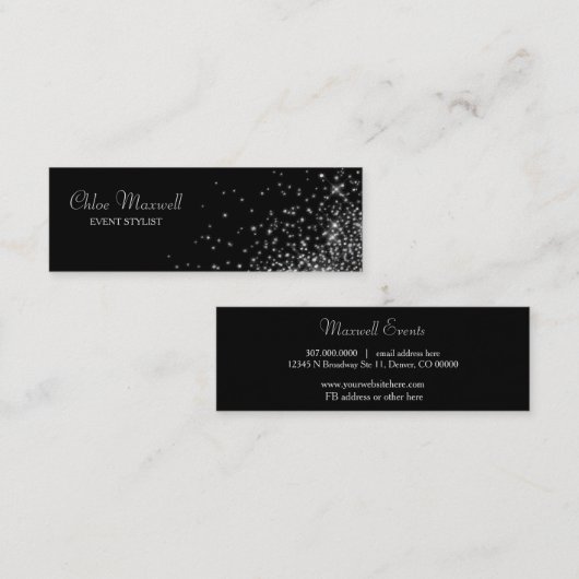 Silver Lights Minimalist Mini Visitekaartje (Voorkant / Achterkant)