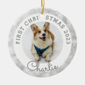 Silver Lights Pet's eerste kerstfoto Keramisch Ornament (Voorkant)