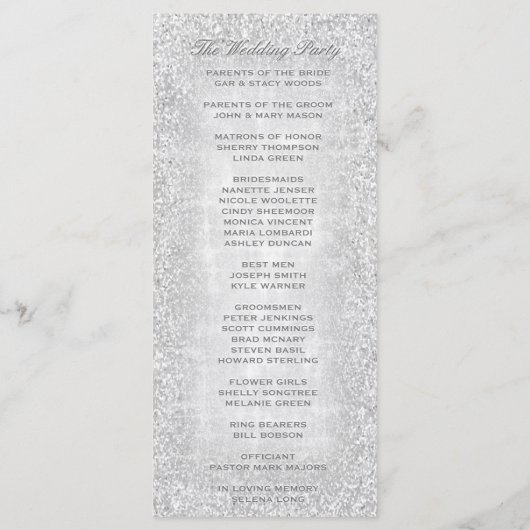 Silver Lights Wedding Programma Programmakaart (Achterkant)