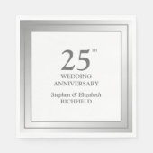 Silver Lijst 25th Wedding Jubileum Servetten (Voorkant)