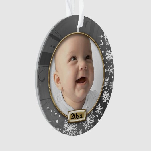 Silver Lijst Baby's eerste Kerstmis Ornament (voorkant)