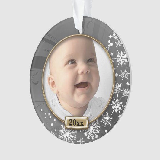 Silver Lijst Baby's eerste Kerstmis Ornament (voorkant)