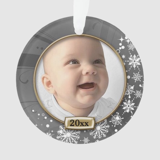 Silver Lijst Baby's eerste Kerstmis Ornament (voorkant)
