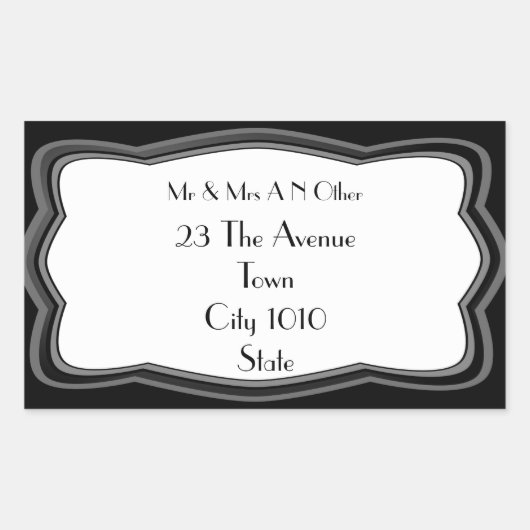 Silver Lijst Design Naam en adres Rechthoekige Sticker (Voorkant)