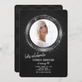 Silver Lijst Foto van Birthday Party - Uitnodiging (Voorkant / Achterkant)