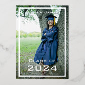 Silver lijst - klasse van 2024 folie uitnodiging (Voorkant)