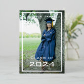 Silver lijst - klasse van 2024 folie uitnodiging (Staand Voorkant)