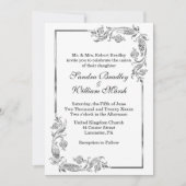 Silver Lijst Traditional White Invitation Kaart (Voorkant)