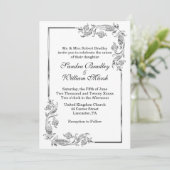 Silver Lijst Traditional White Invitation Kaart (Staand voorkant)
