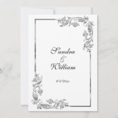 Silver Lijst Traditional White Invitation Kaart (Achterkant)