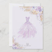 Silver Lila Boho Floral Quinceañera 15e verjaardag Kaart (Achterkant)