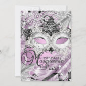 Silver Lila Sparkle Masquerade Quinceanera Kaart (Voorkant)